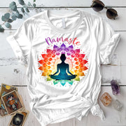 Namaste Chakra Mandala T Shirt White Mockup