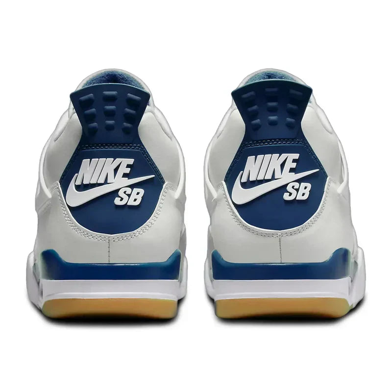 Nike SB x Air Jordan 4 White Navy Blue Gray Suede Leather