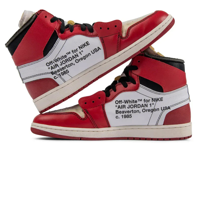 Nike Air Jordan 1 x Off-White 1 Dark Red Beige Cowhide Suede