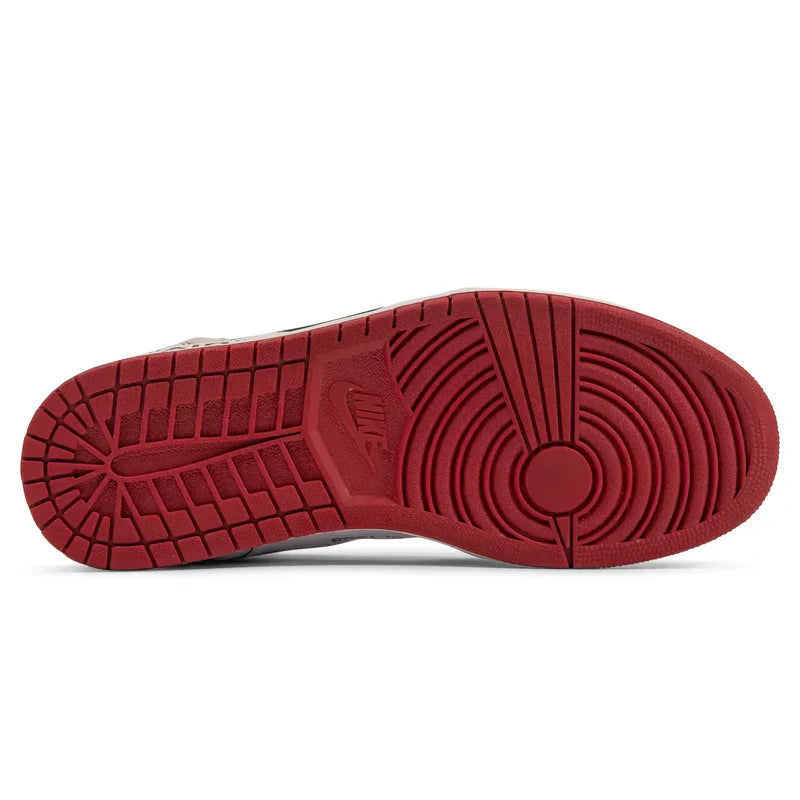 Nike Air Jordan 1 x Off-White 1 Dark Red Beige Cowhide Suede