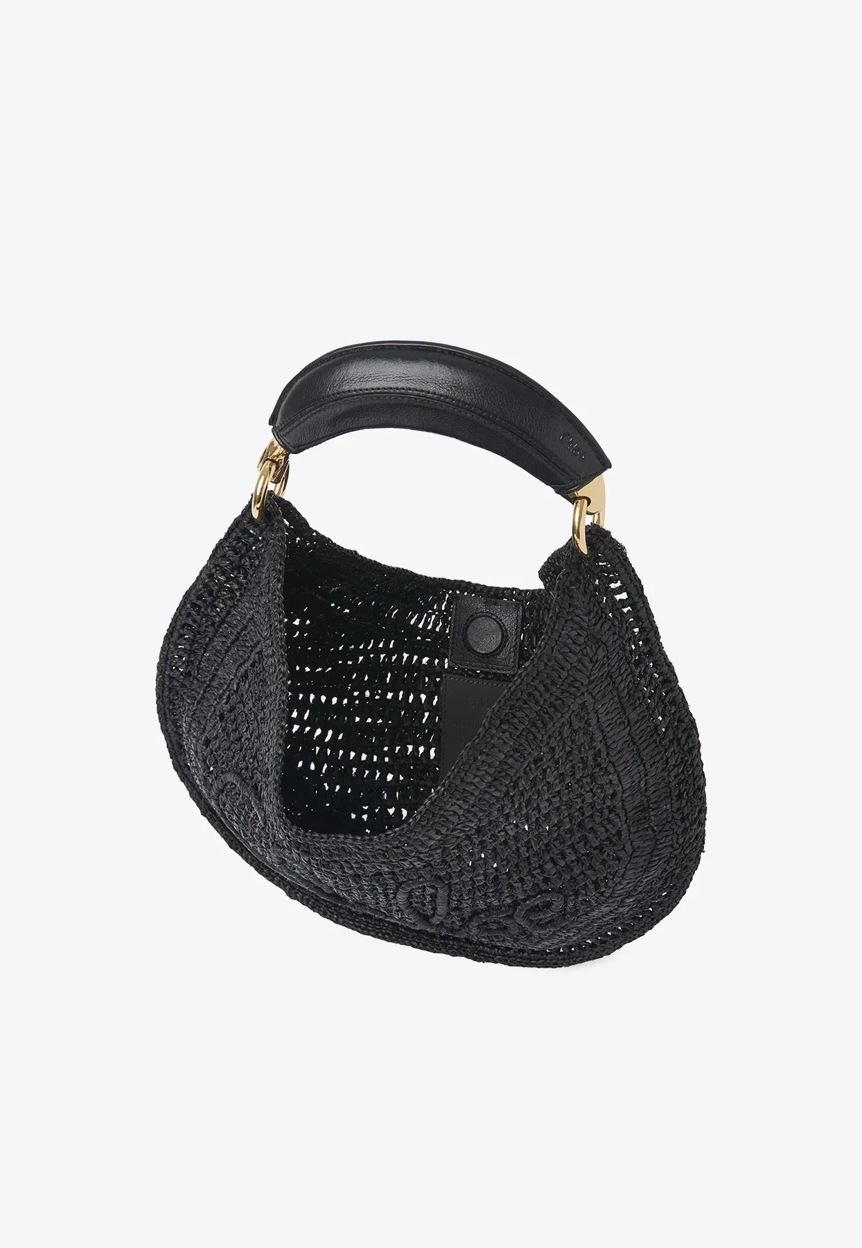 Chloe Summer Banana Shoulder Bag 36cm Black Raffia Leather