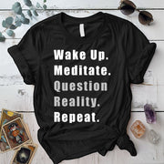 Question Reality Repeat T Shirt Black Mockup