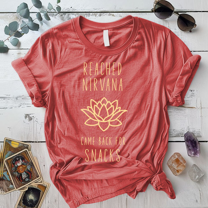 Reached Nirvana T Shirt Coral Silk Mockup