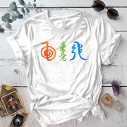 Reiki Three Symbols T Shirt White Mockup