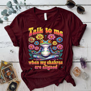 Talk To Me Chakra Frog T Shirt Maroon Mockup
