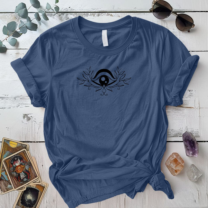 Third Eye Leafs T Shirt Indigo Blue Mockup