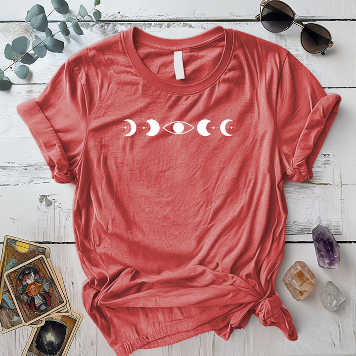 Third Eye Moon Phases T Shirt Coral Silk Mockup