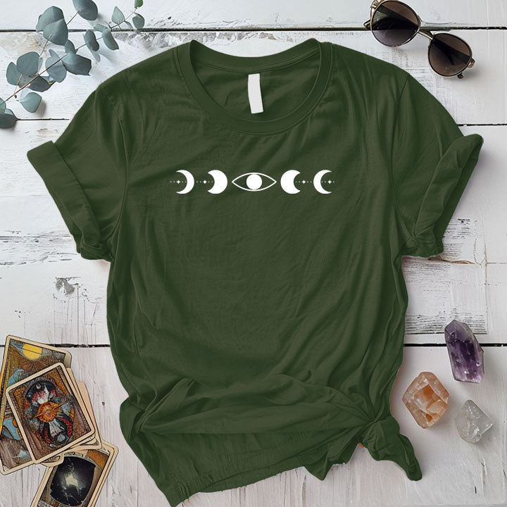 Third Eye Moon Phases T Shirt Military Green Mockup