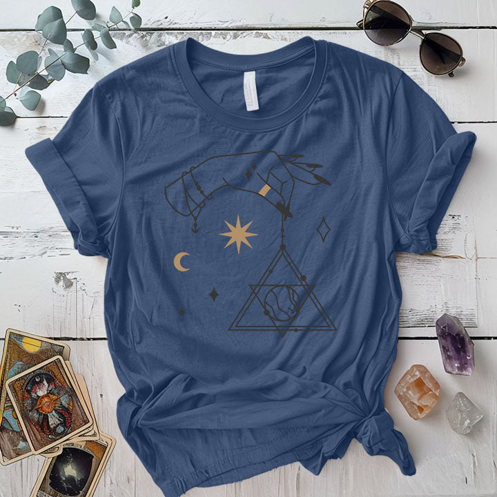 Triangle Balance T Shirt Indigo Blue Mockup