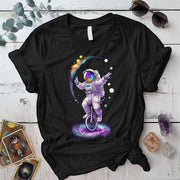 Unicycle Astronaut T Shirt Black Mockup