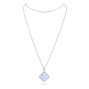 CLOVER SILVER CHALCEDONY BIG CLOVER NECKLACE