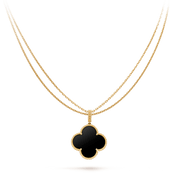 CLOVER GOLD ONYX BIG CLOVER NECKLACE