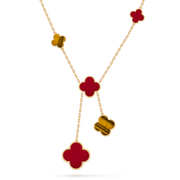 CLOVER TIGER EYE CARNELIAN NECKLACE 6 MOTIF