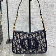 CD SIGNATURE HOBO 23.5CM BLUE OBLIQUE EMBROIDERY