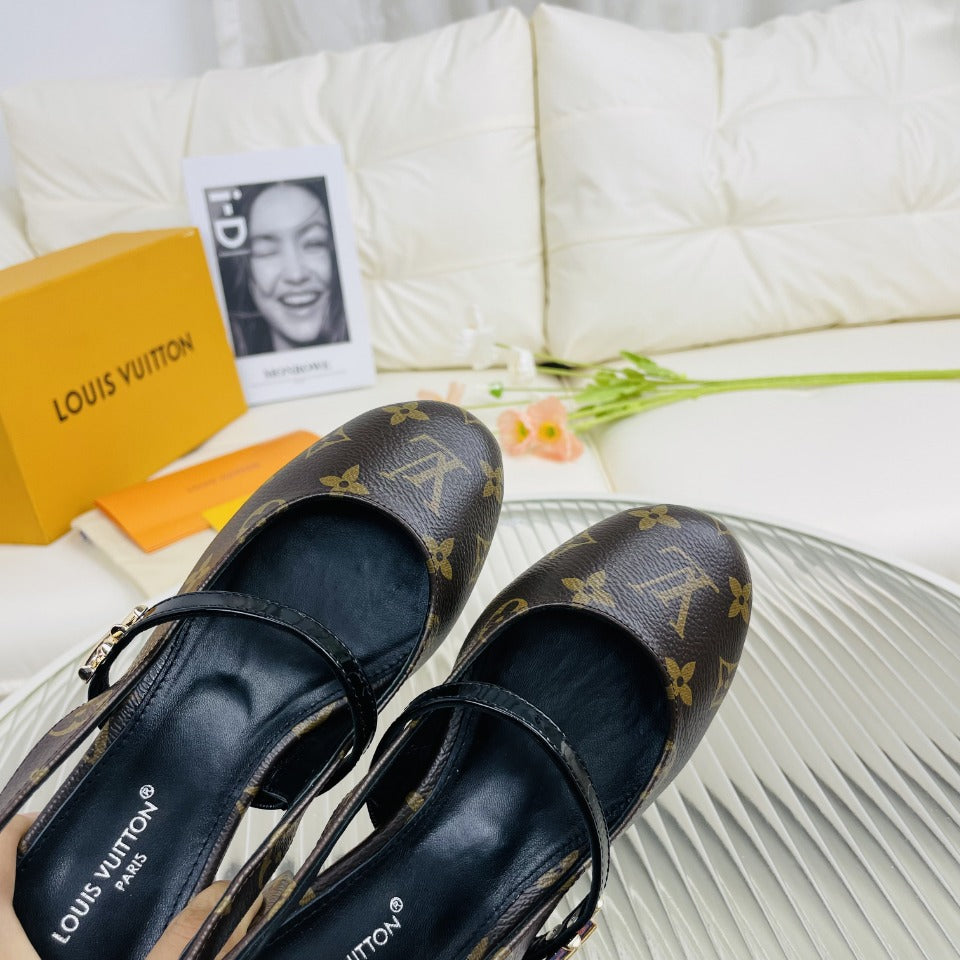 LV Slingback Dark Brown Lambskin