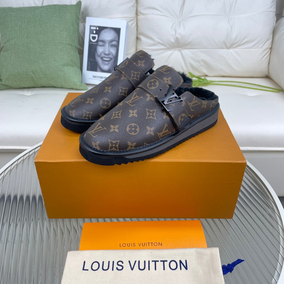 LV Mule Dark Brown Monogram Lambskin