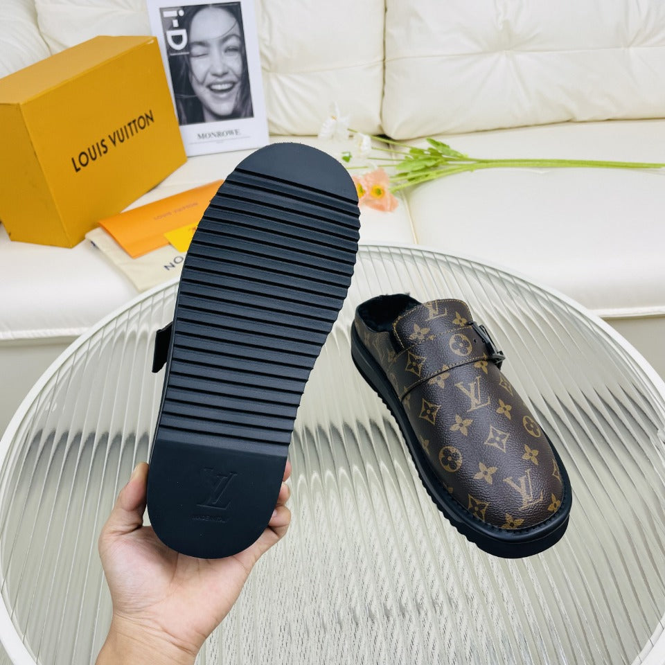 LV Mule Dark Brown Monogram Lambskin
