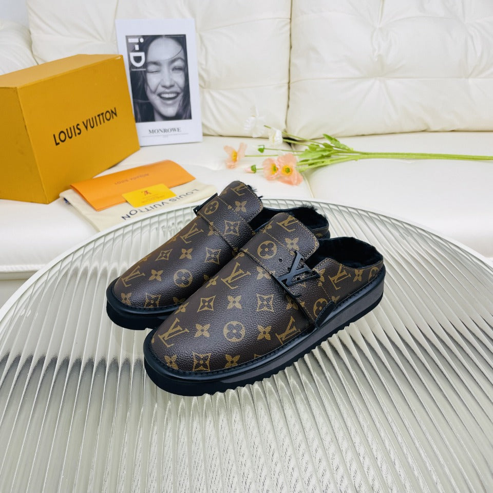 LV Mule Dark Brown Monogram Lambskin