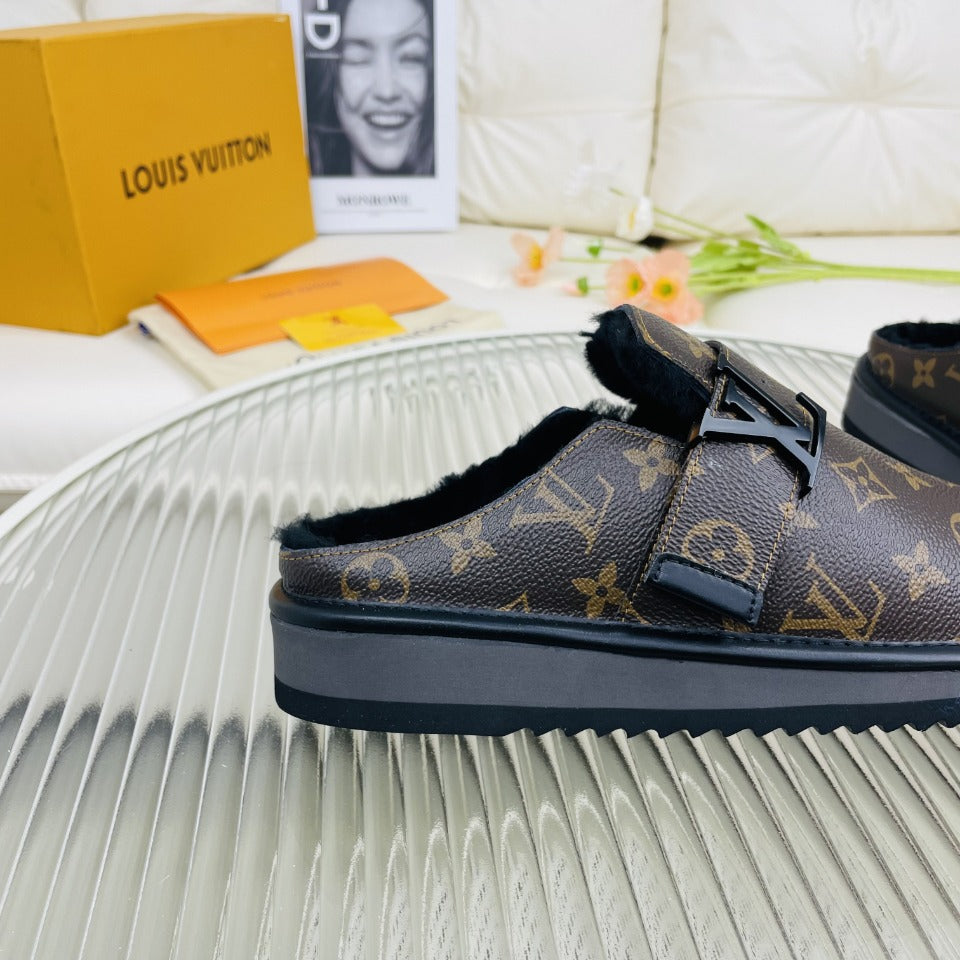 LV Mule Dark Brown Monogram Lambskin