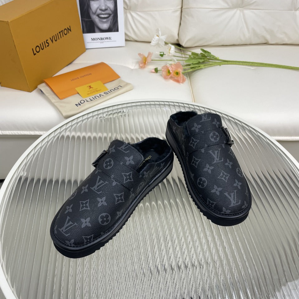 LV Mule Black Monogram Lambskin