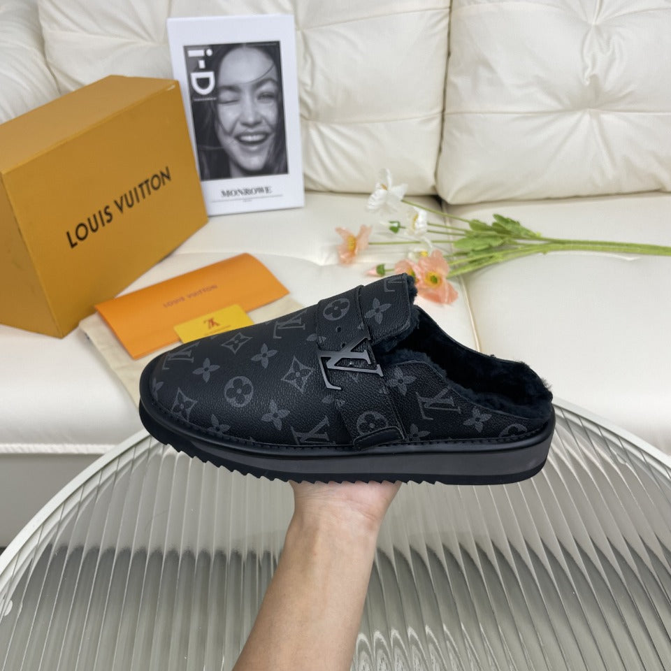 LV Mule Black Monogram Lambskin