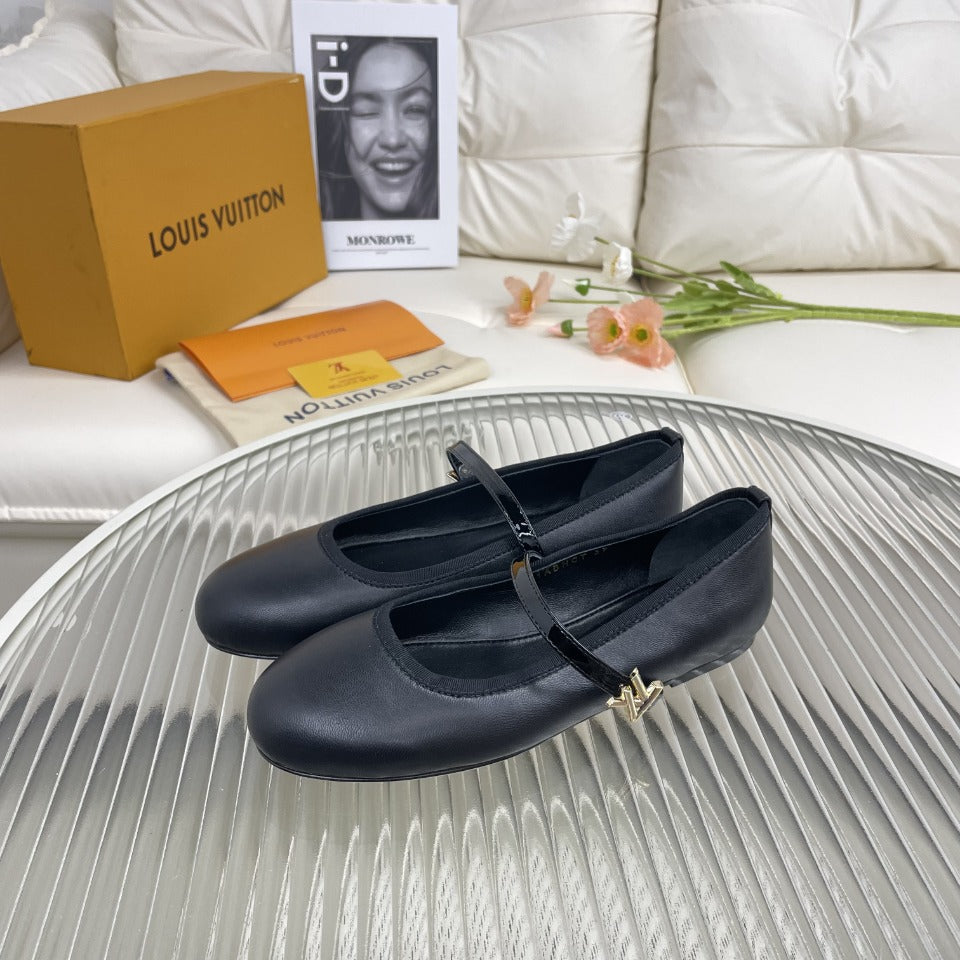 LV Flat Ballerina Black Lambskin