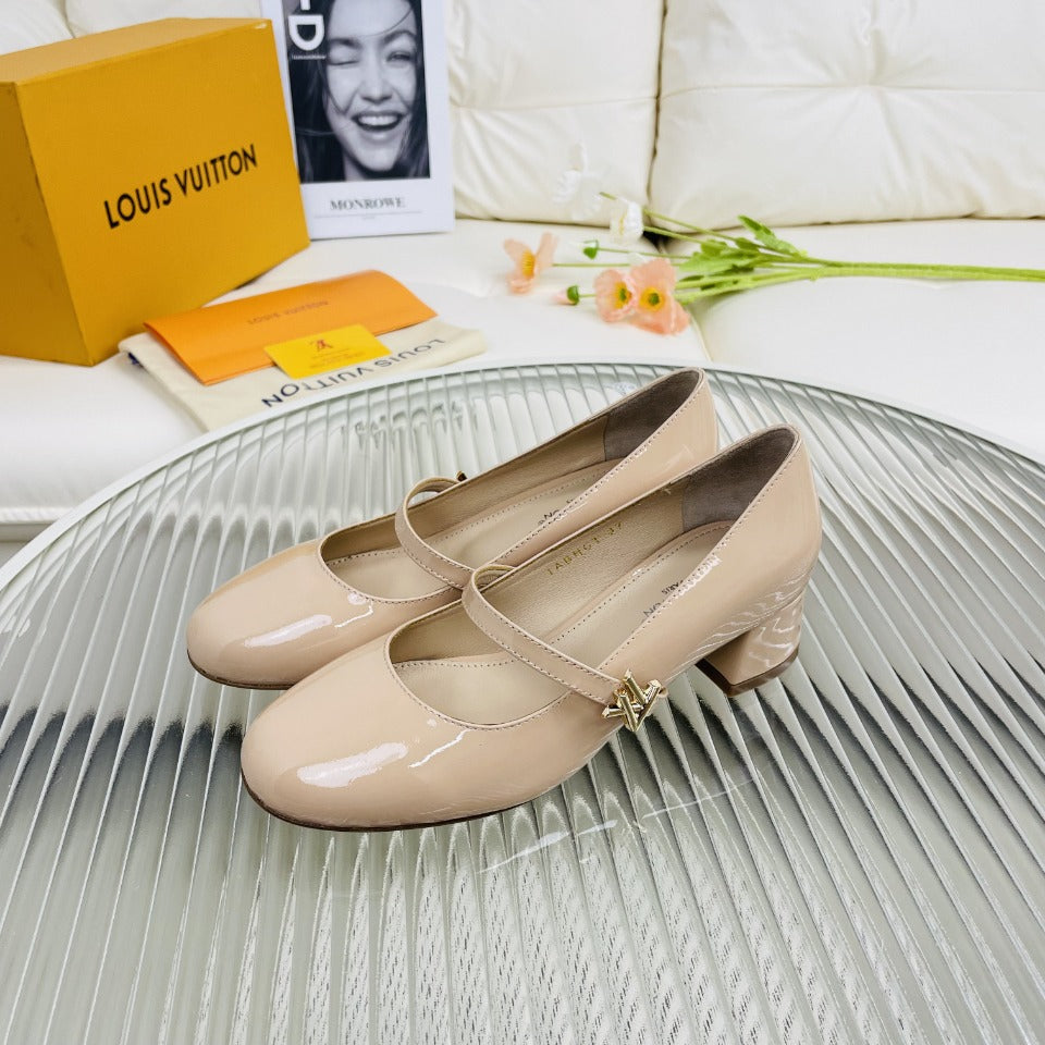 LV Medium-Heel 35mm Pumps Beige Lambskin