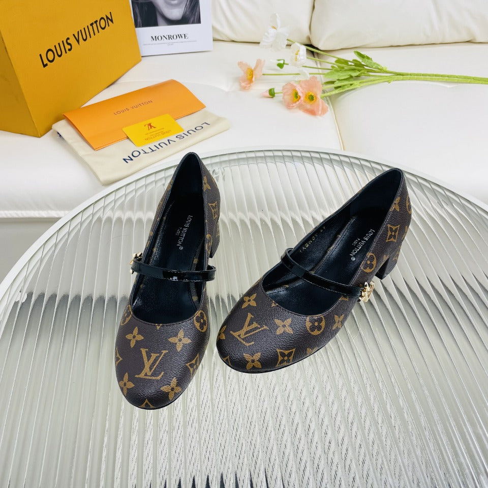 LV Medium-Heel 35mm Pumps Dark Brown Lambskin