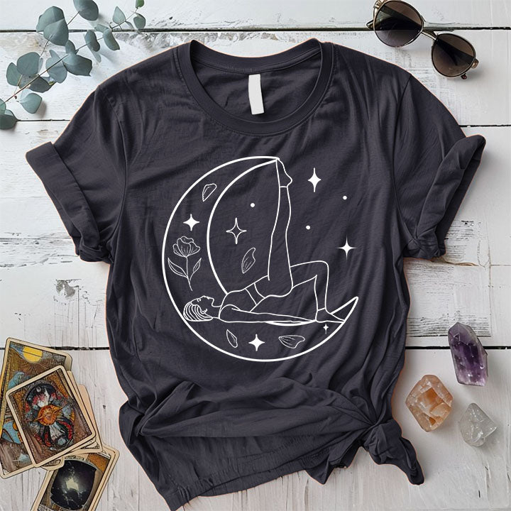 Yoga Moon T Shirt Dark Heather Grey Mockup