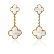 CLOVER WHITE MOP EARRINGS 2 MOTIF